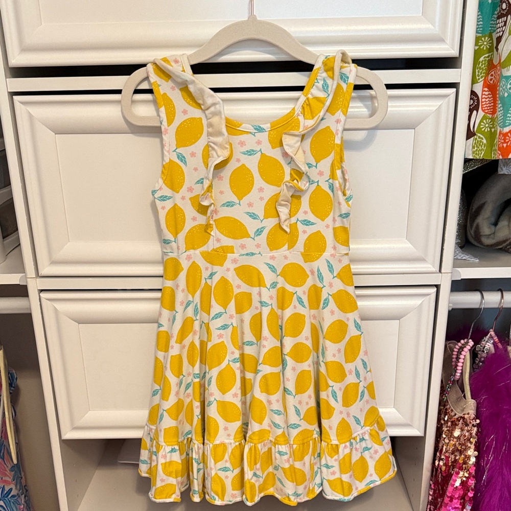 Eleanor Rose Yellow Lemon Print Dress Eleanor Rose twirl 6-7